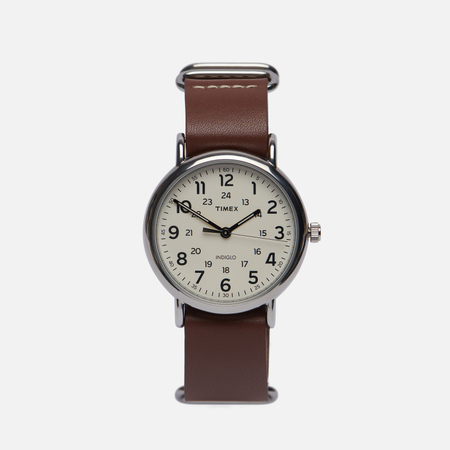 фото Наручные часы timex weekender leather, цвет коричневый