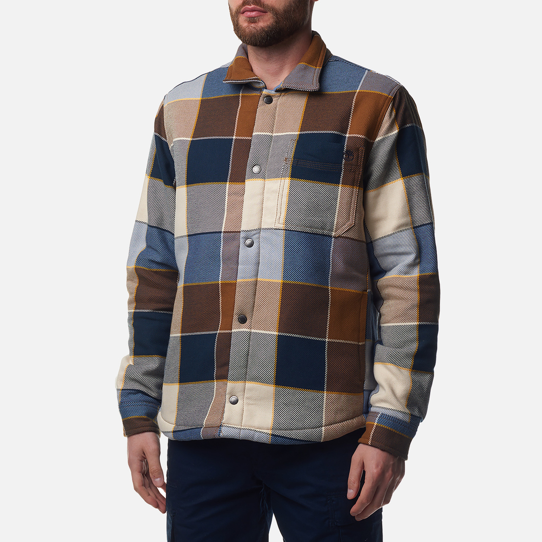 Timberland Мужская демисезонная куртка Sherpa Lined Plaid Overshirt