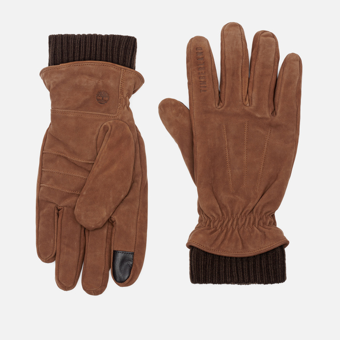 Перчатки Timberland, цвет коричневый, размер S TBLA1F5B-932 Leather Rib Knit Cuff - фото 1