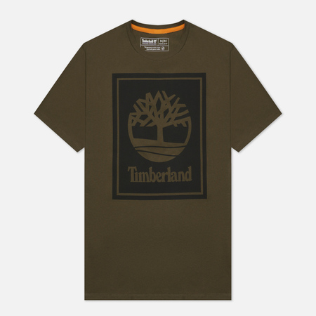 Мужская футболка Timberland Stack Logo, цвет зелёный, размер M