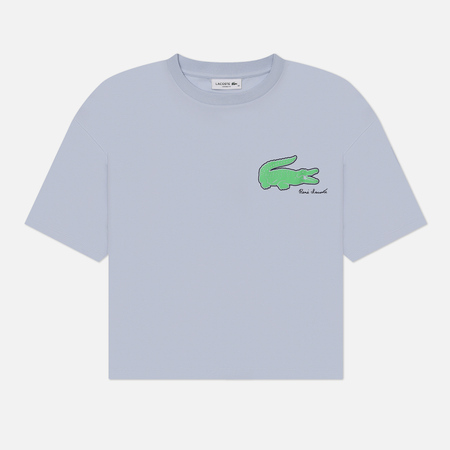 Женская футболка Lacoste Loose Fit Print Crocodile, цвет голубой, размер S