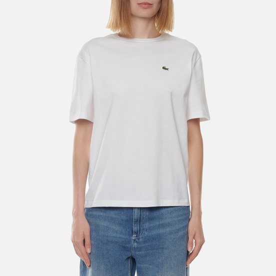 Женская футболка Lacoste Crew Neck Premium Cotton White