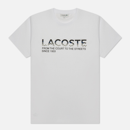 фото Мужская футболка lacoste regular fit branded print, цвет белый, размер s