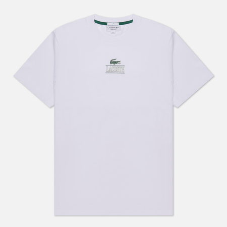 фото Мужская футболка lacoste regular fit cotton jersey branded, цвет белый, размер s