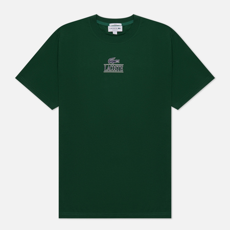 фото Мужская футболка lacoste regular fit cotton jersey branded, цвет зелёный, размер s