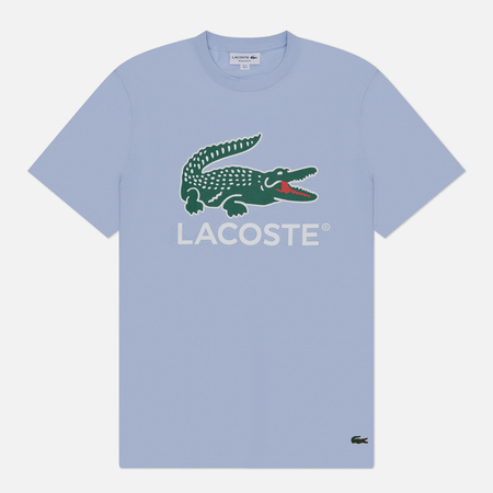 Мужская футболка Lacoste Signature Print, цвет голубой, размер M