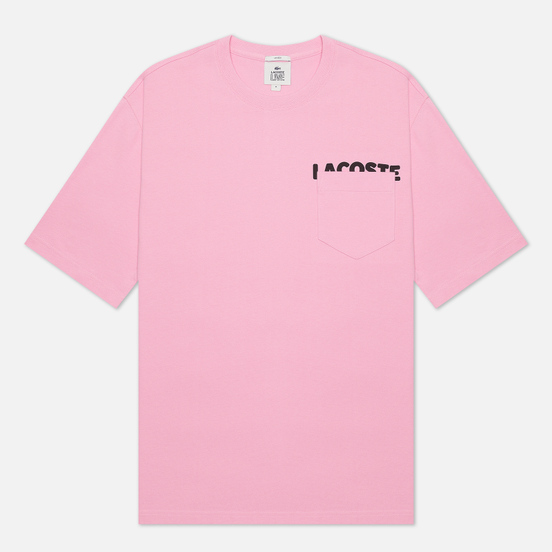 Мужская футболка Lacoste Live Loose Fit Lettering And Pocket Pink/Black