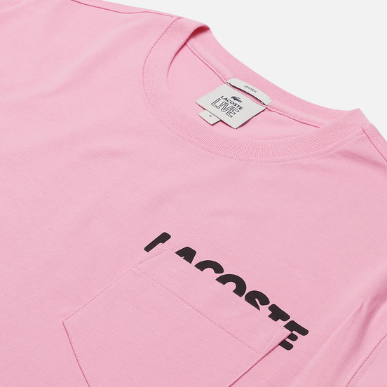Мужская футболка Lacoste Live Loose Fit Lettering And Pocket Pink/Black