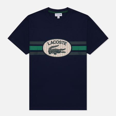 фото Мужская футболка lacoste monogram print regular fit, цвет синий, размер s