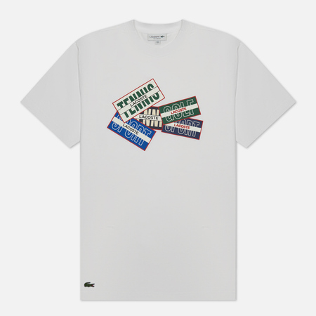 фото Мужская футболка lacoste sport print, цвет белый, размер m