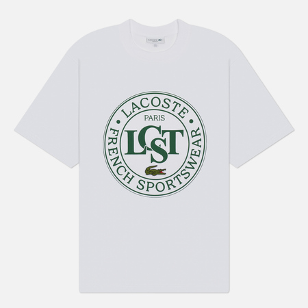 Мужская футболка Lacoste Loose Fit Heavy Cotton Printed, цвет белый, размер S