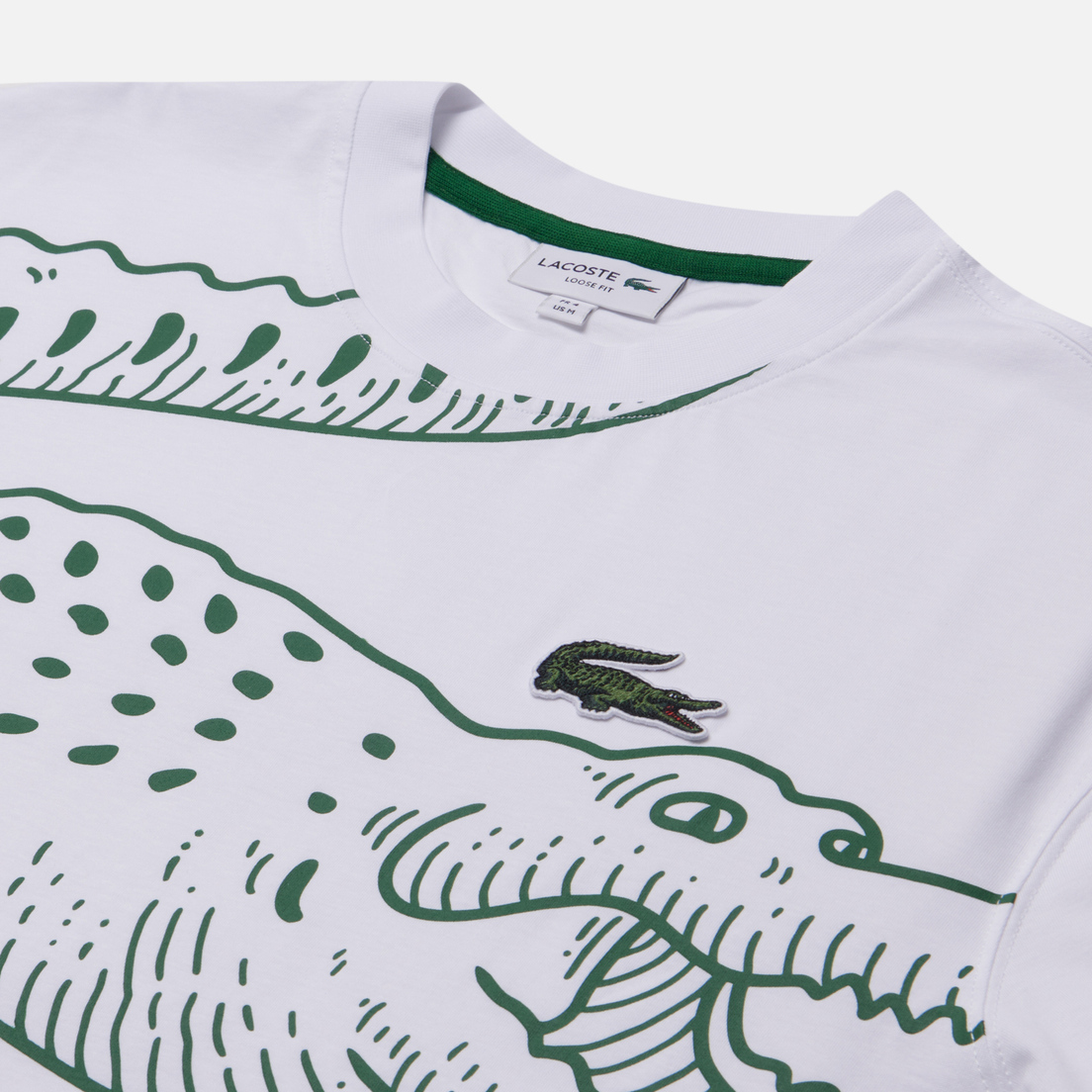 Lacoste Мужская футболка Loose Fit Crocodile Print Crew Neck