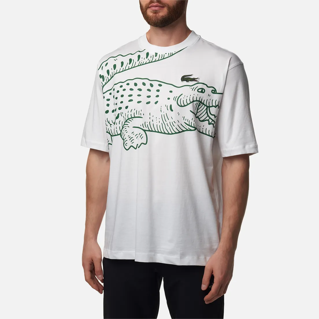 Lacoste Мужская футболка Loose Fit Crocodile Print Crew Neck