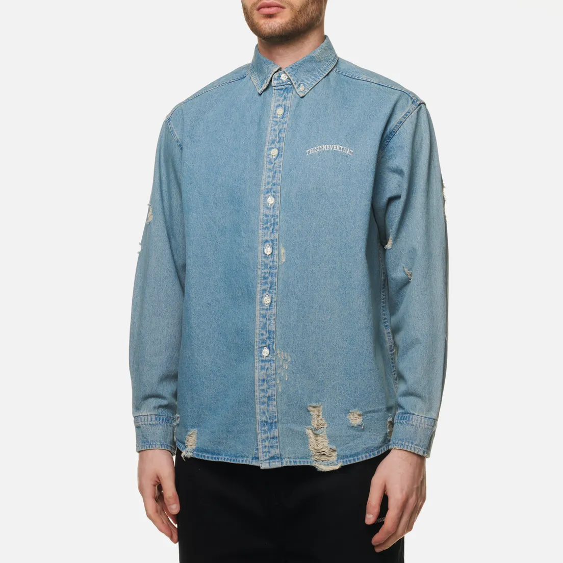 thisisneverthat Мужская рубашка Damaged Denim Oxford