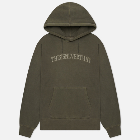 фото Мужская толстовка thisisneverthat arch-logo hoodie, цвет оливковый, размер s