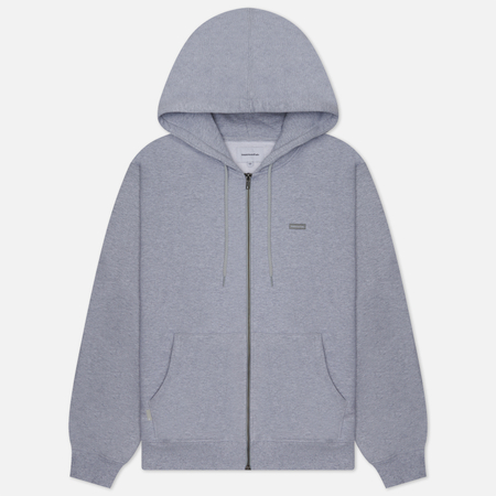 фото Мужская толстовка thisisneverthat t.n.t. classic label hdp zip up, цвет серый, размер s