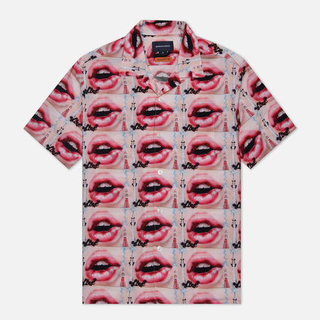 фото Мужская рубашка thisisneverthat lips rayon, цвет розовый, размер s