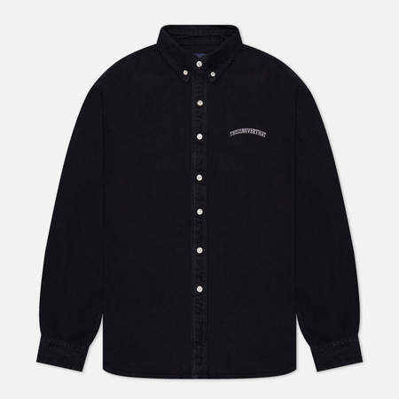 фото Мужская рубашка thisisneverthat washed denim logo, цвет чёрный, размер s