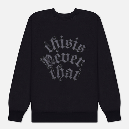 фото Мужская толстовка thisisneverthat fortuna applique crew neck, цвет чёрный, размер s