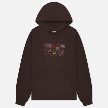 фото Мужская толстовка thisisneverthat sticker hoodie, цвет коричневый, размер s