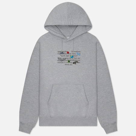 фото Мужская толстовка thisisneverthat sticker hoodie, цвет серый, размер s