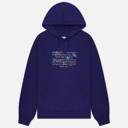 фото Мужская толстовка thisisneverthat sticker hoodie, цвет фиолетовый, размер s