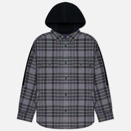 фото Мужская рубашка thisisneverthat fcp plaid check hooded, цвет чёрный, размер s