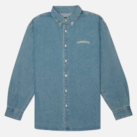 Мужская рубашка thisisneverthat Washed Denim Embroidered, цвет голубой, размер L