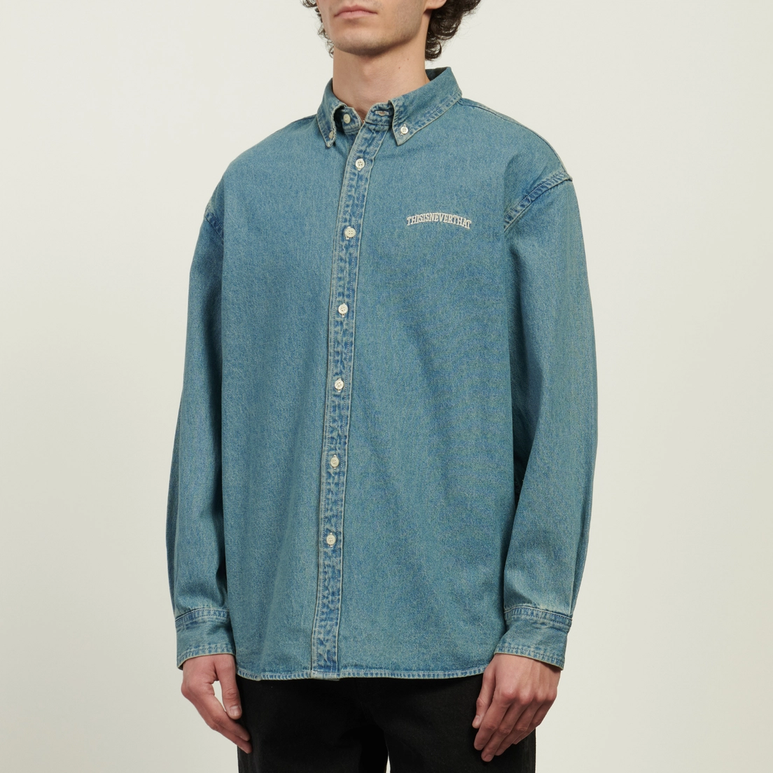 thisisneverthat Мужская рубашка Washed Denim Embroidered