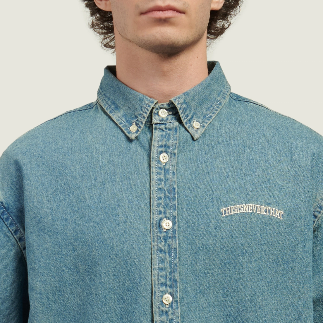 thisisneverthat Мужская рубашка Washed Denim Embroidered