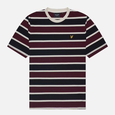 Мужская футболка Lyle & Scott Stripe Relaxed Fit, цвет бордовый, размер XXL