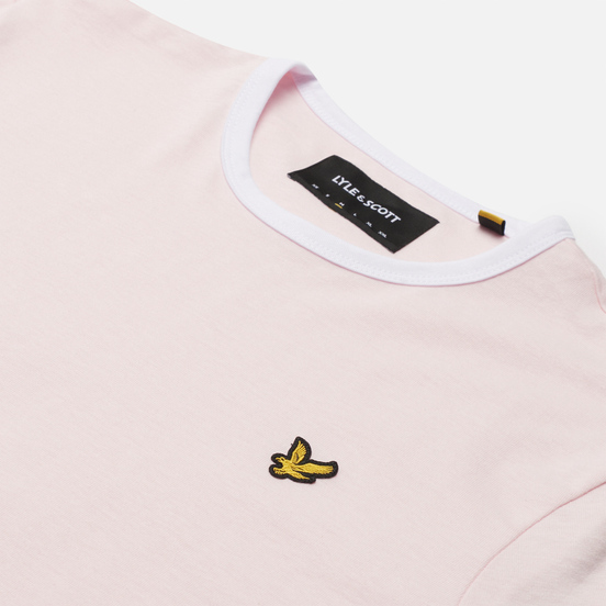 Мужская футболка Lyle & Scott Ringer Stonewash Pink/White