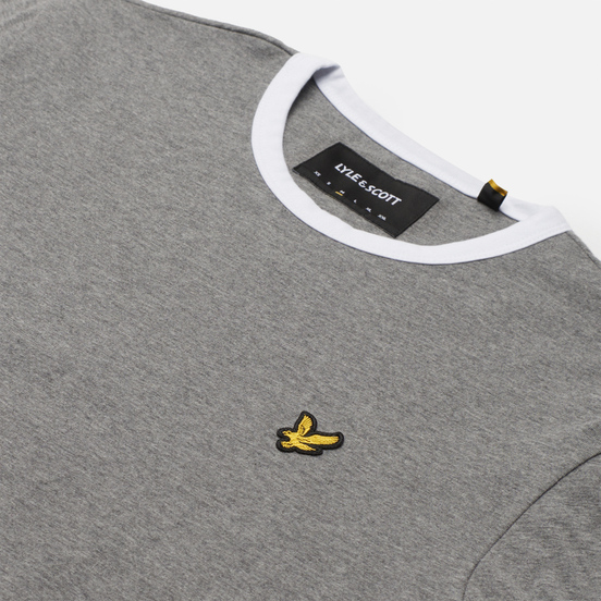 Мужская футболка Lyle & Scott Ringer Mid Grey Marl/White