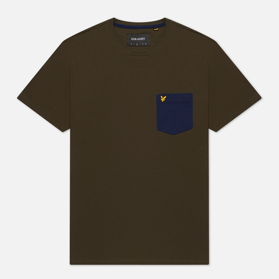 Мужская футболка Lyle & Scott Contrast Pocket Trek Green/Navy