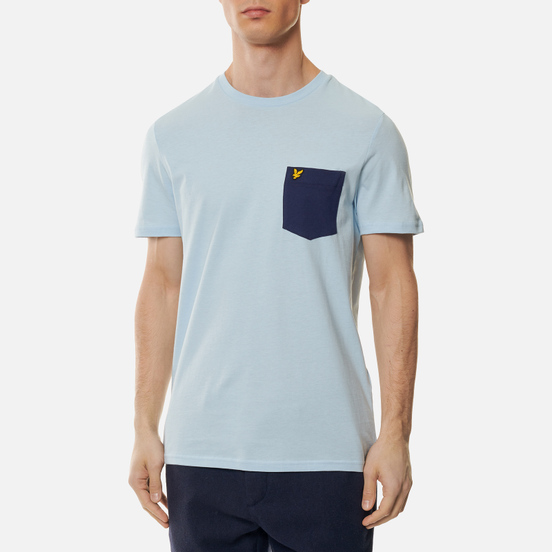 Мужская футболка Lyle & Scott Contrast Pocket Pastel Blue/Navy