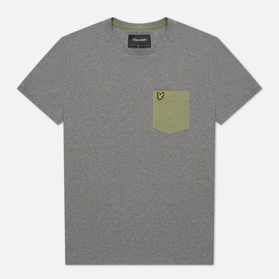 Мужская футболка Lyle & Scott Contrast Pocket Mid Grey Marl/Moss
