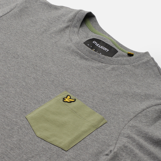 Мужская футболка Lyle & Scott Contrast Pocket Mid Grey Marl/Moss