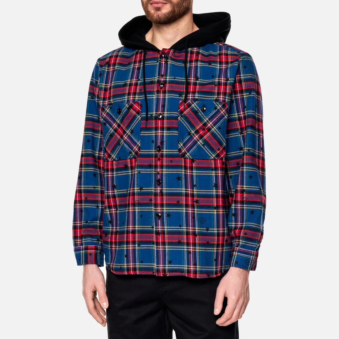 uniform experiment Мужская рубашка Star Flannel Check Big Hooded
