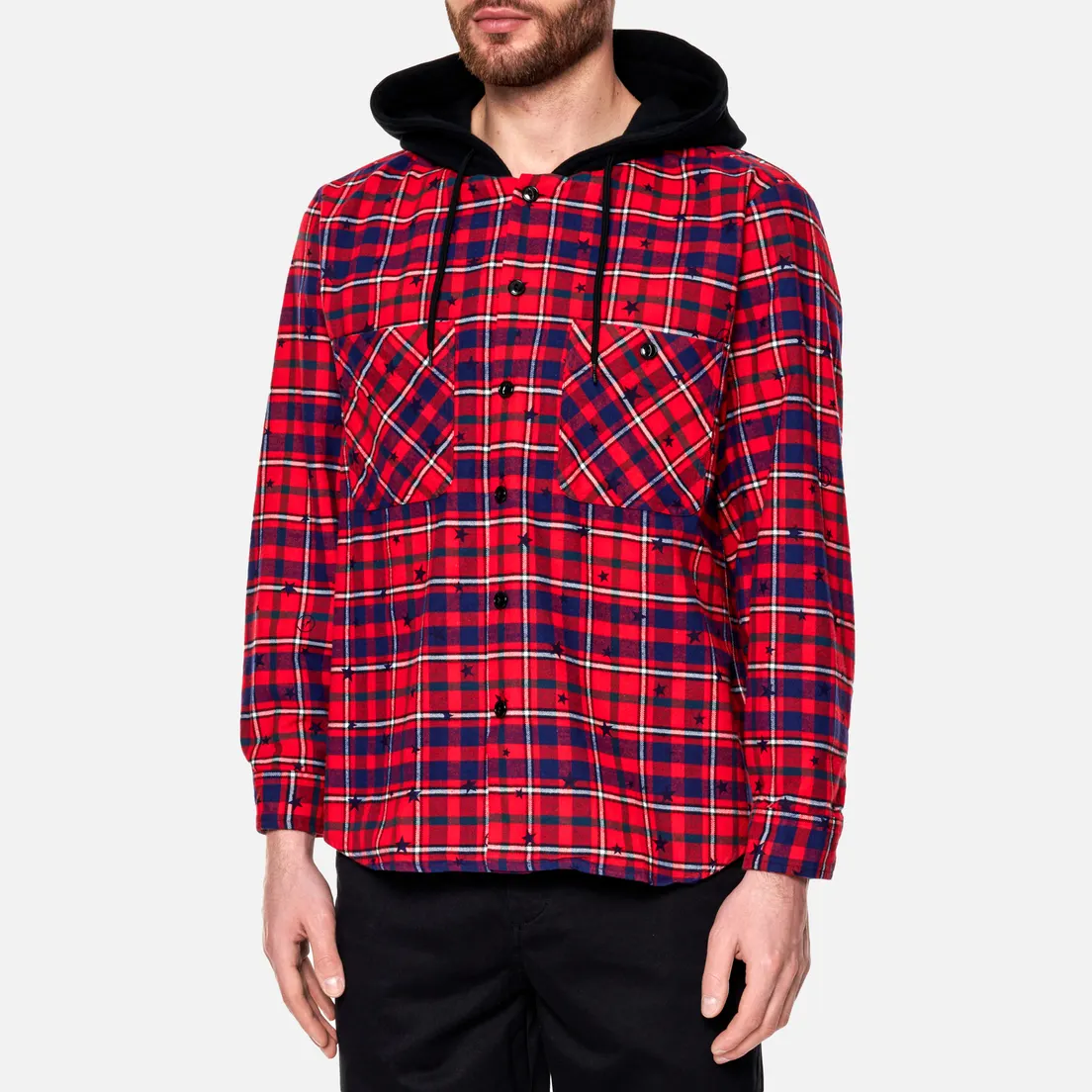 uniform experiment Мужская рубашка Star Flannel Check Big Hooded