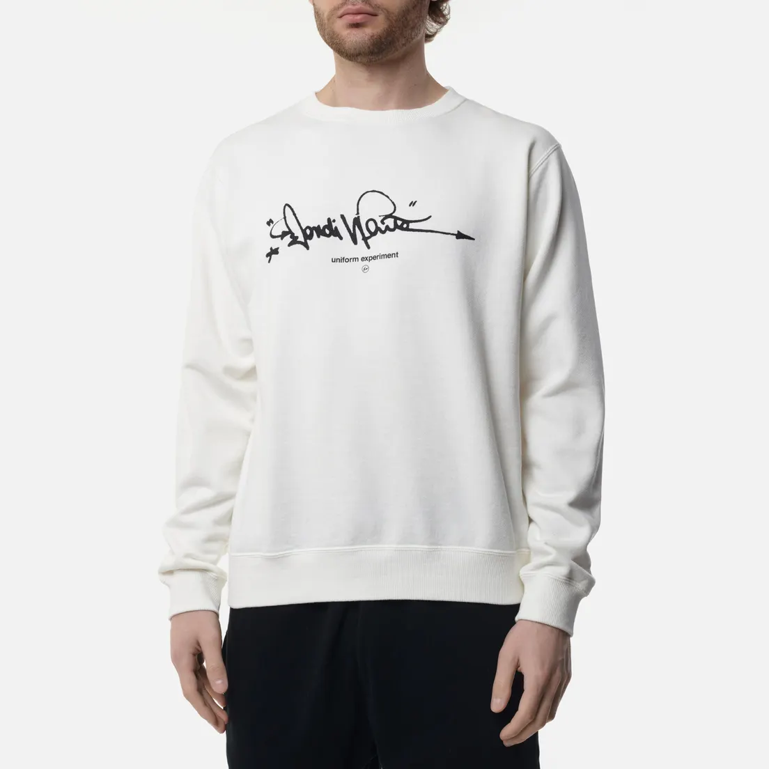 uniform experiment Мужская толстовка x Dondi White Signature Crew Neck