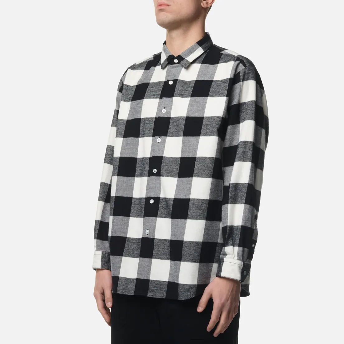 uniform experiment Мужская рубашка Baggy Logo Regular Collar Flannel Block Check
