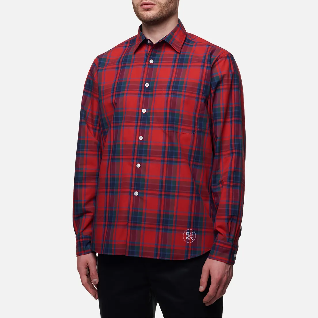 uniform experiment Мужская рубашка Check Yoke Print Regular Collar
