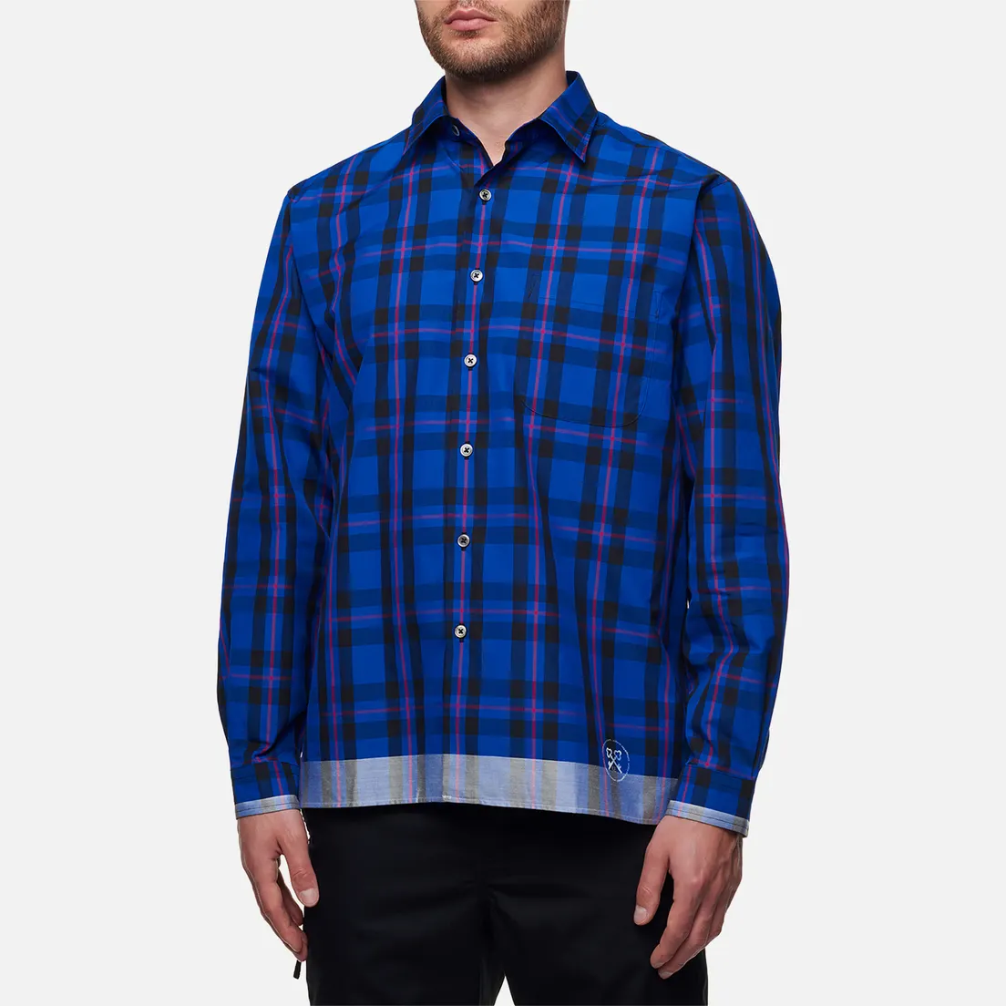 uniform experiment Мужская рубашка Line Check Regular Collar Big