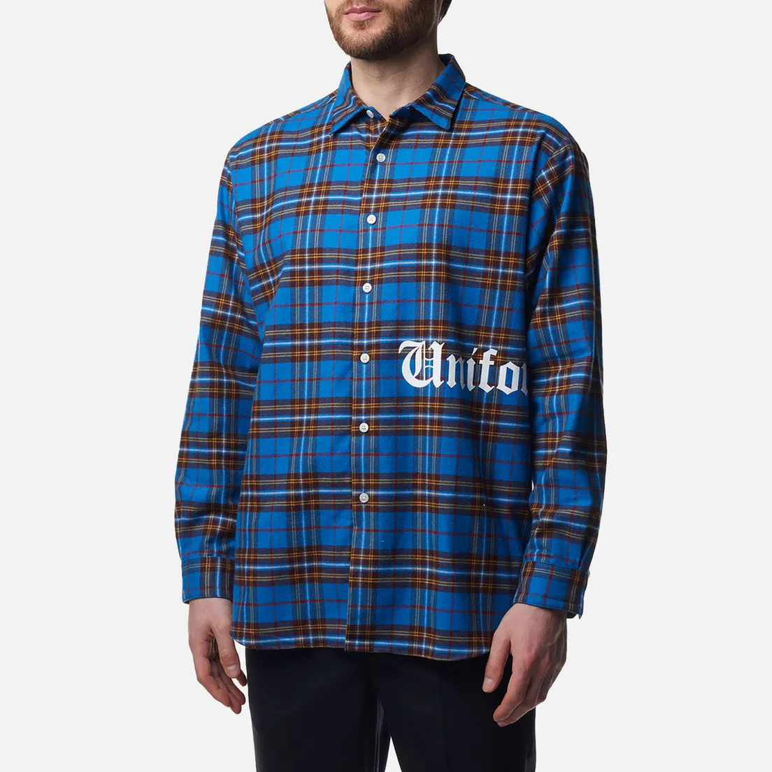 uniform experiment Мужская рубашка Flannel Check Gothic Logo Baggy
