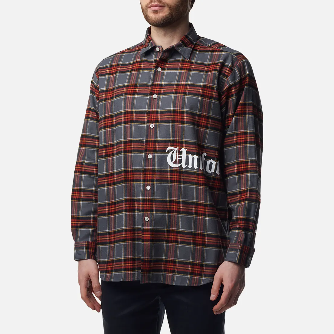 uniform experiment Мужская рубашка Flannel Check Gothic Logo Baggy
