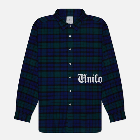 фото Мужская рубашка uniform experiment flannel check gothic logo baggy, цвет зелёный, размер s