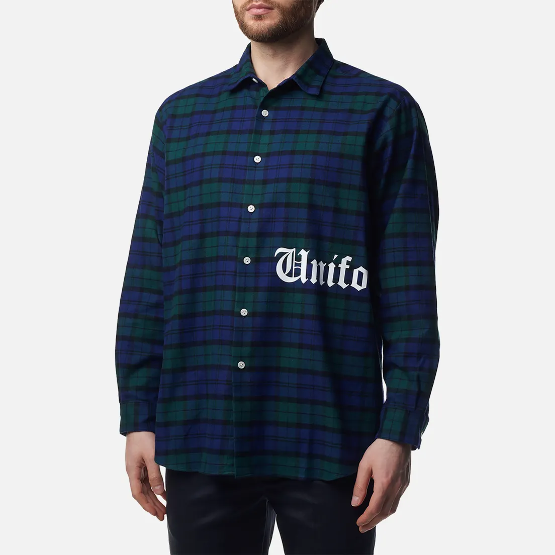 uniform experiment Мужская рубашка Flannel Check Gothic Logo Baggy