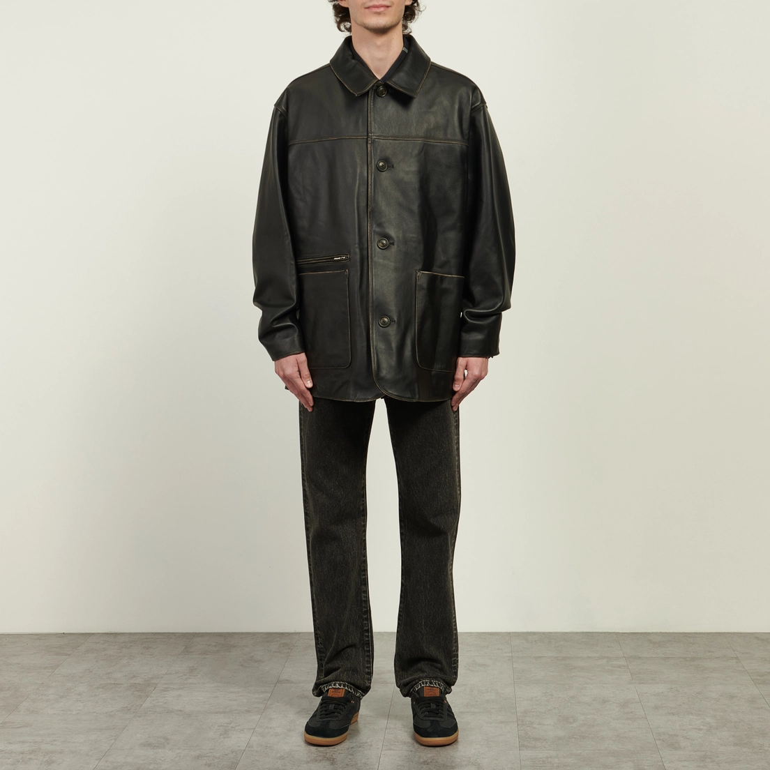 uniform experiment Мужская демисезонная куртка Leather Car Coat