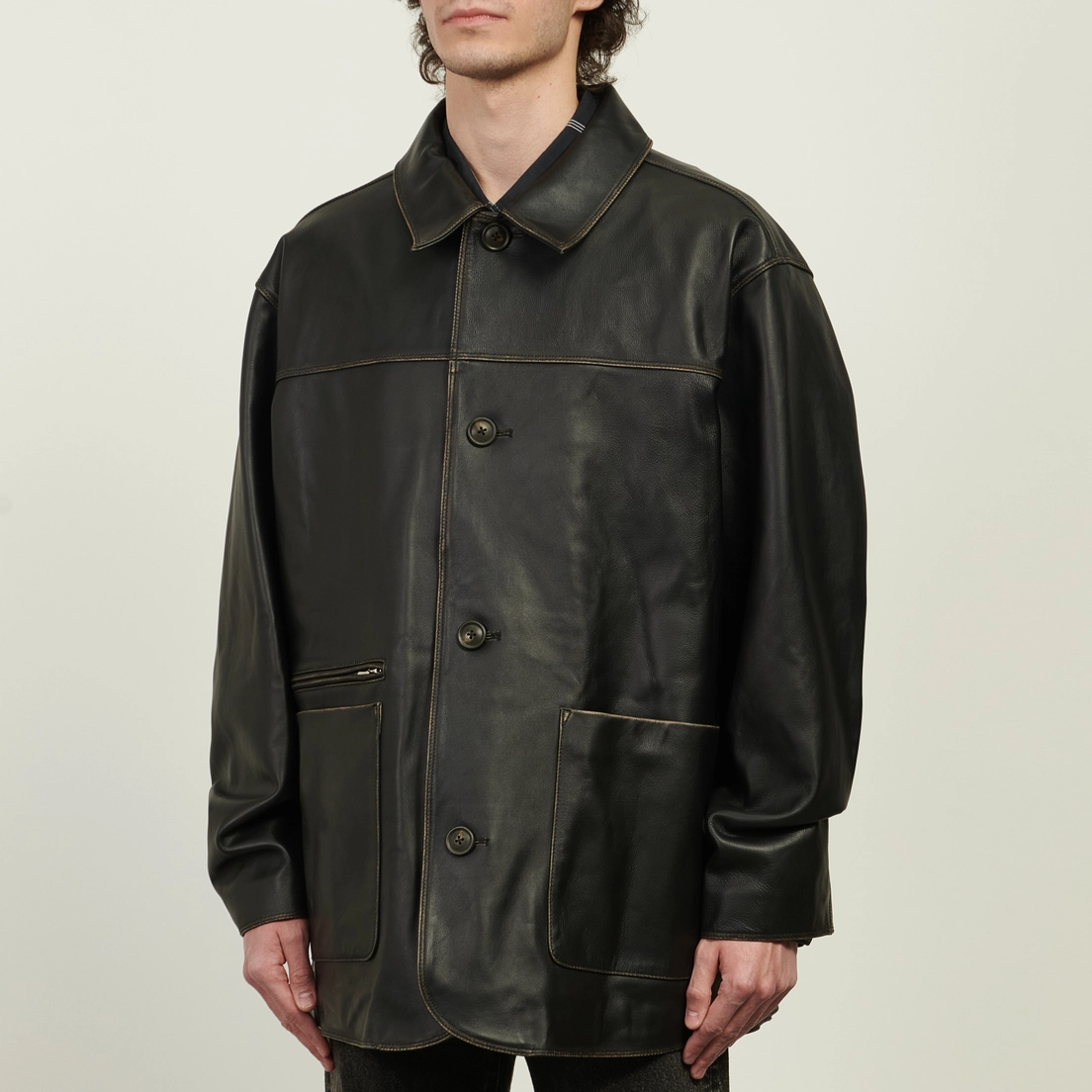 uniform experiment Мужская демисезонная куртка Leather Car Coat