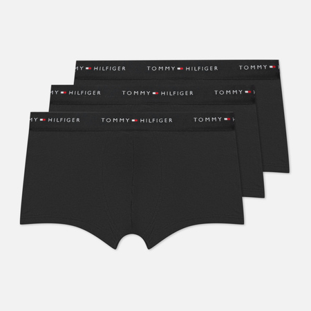 фото Комплект мужских трусов tommy hilfiger underwear 3-pack essential logo waistband trunks, цвет чёрный, размер s